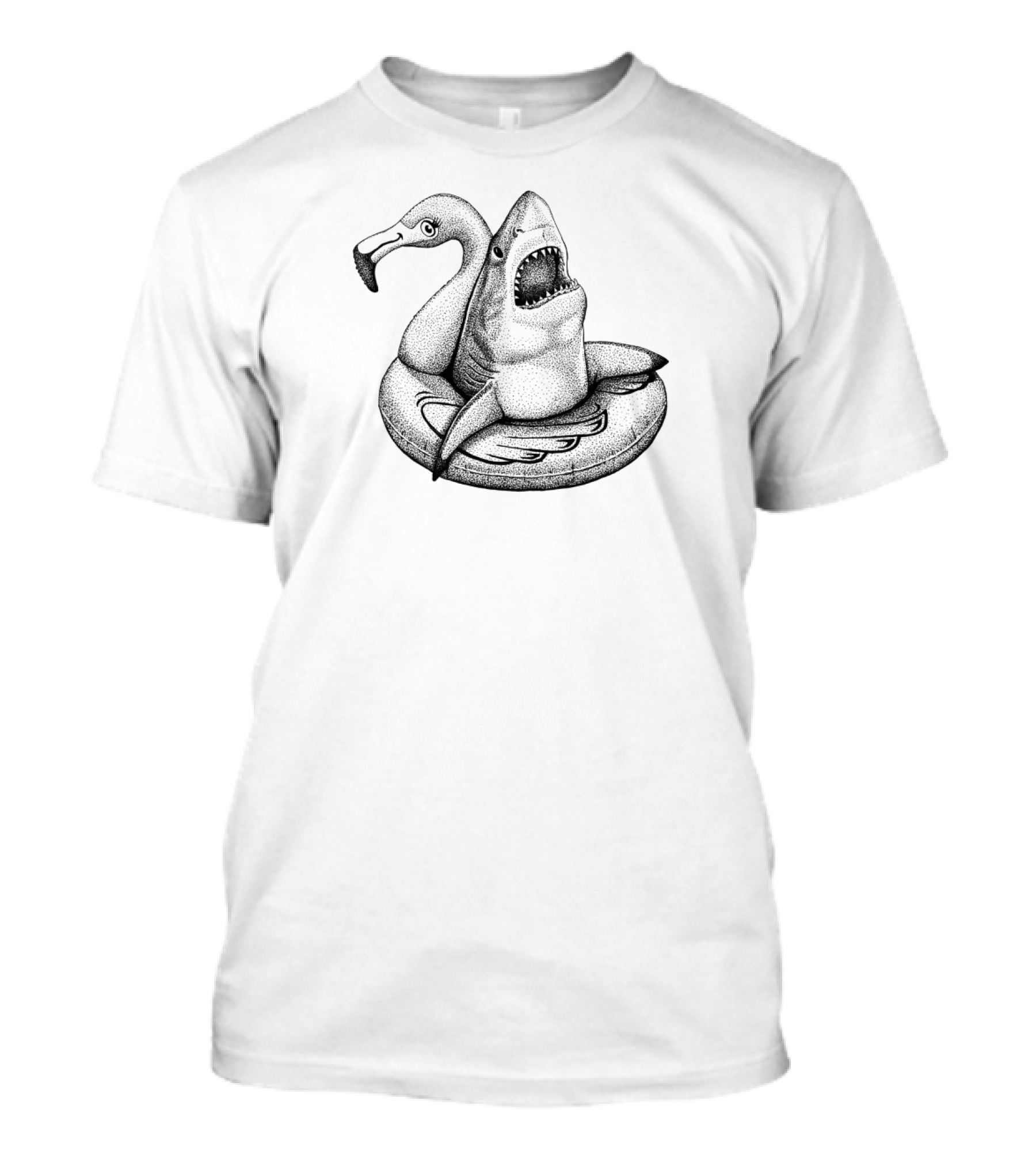 Ahhhhh. Time To Relax Flamingo And Shark Float T-Shirt