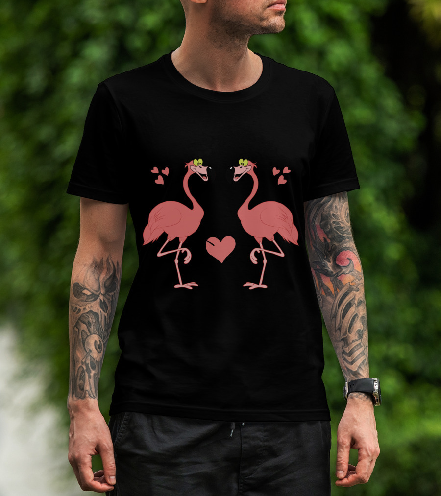 Valentine's Day Flamingos Love Theme You Are My Only One Hearts T-Shirt