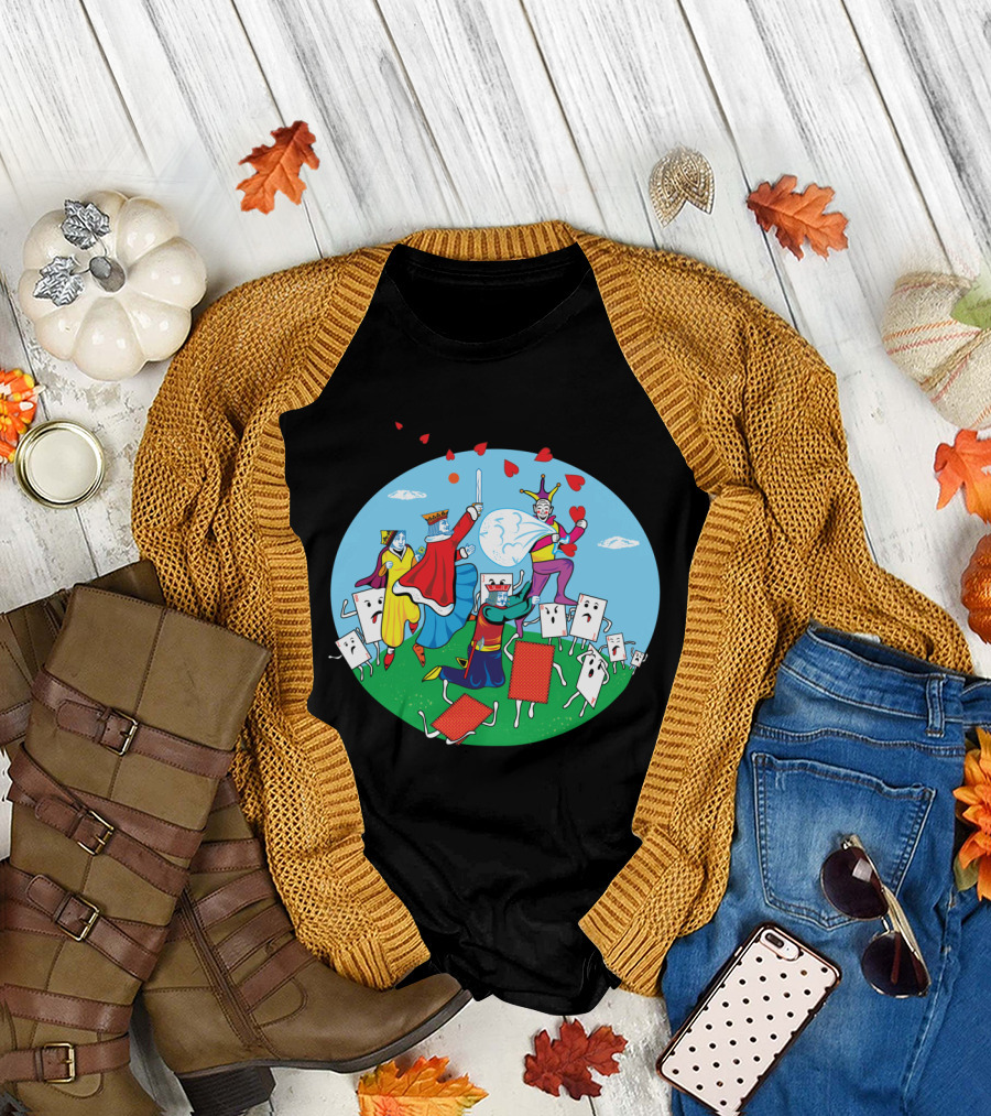Thief Of Hearts Playing Cards Fantasy Under Moonlit Sky T-Shirt