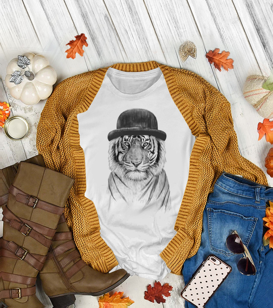 Welcome to the Jungle Tiger in Bowler Hat T-Shirt