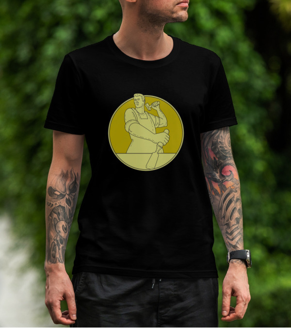 Carpenter Carver Chisel Circle Mono Line Worker Emblem T-Shirt
