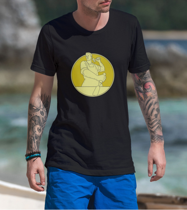 Carpenter Carver Chisel Circle Mono Line Worker Emblem T-Shirt