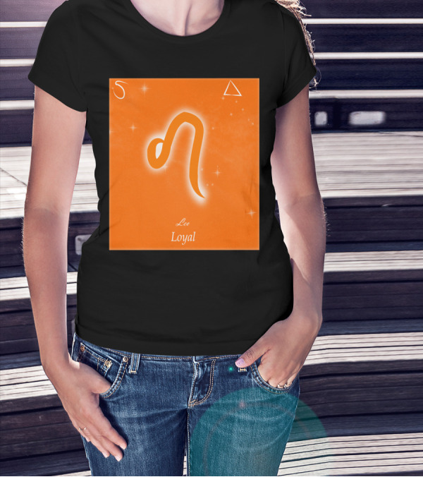 Zodiac Leo Symbol Loyal With Fire And Stars Elements T-Shirt