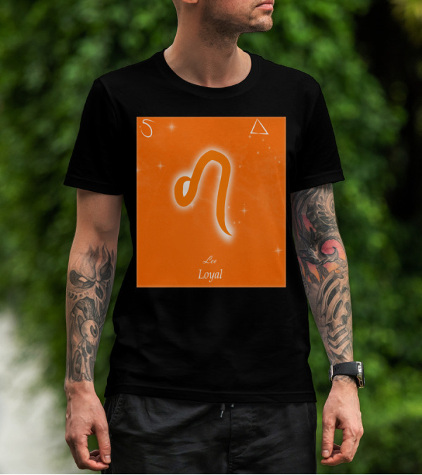 Zodiac Leo Symbol Loyal With Fire And Stars Elements T-Shirt