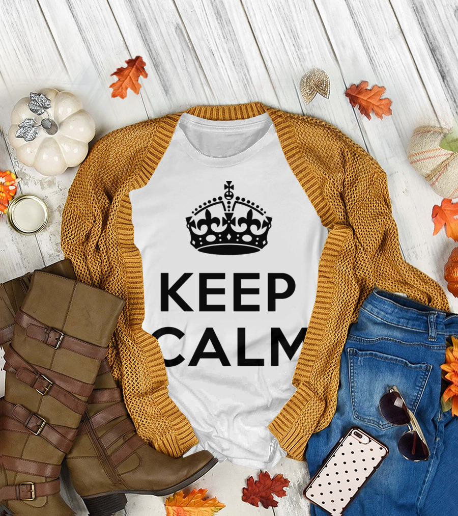 Keep Calm and Add Your Text Customizable Message with Iconic British Crown T-Shirt
