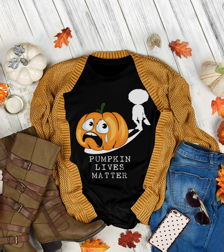 Funny Halloween Pumpkin Costume Pumpkin Lives Matter Cartoon T-Shirt