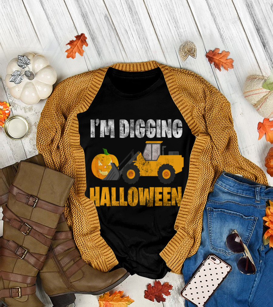 Halloween Pumpkin Spice Excavator Monster I'm Digging Halloween T-Shirt