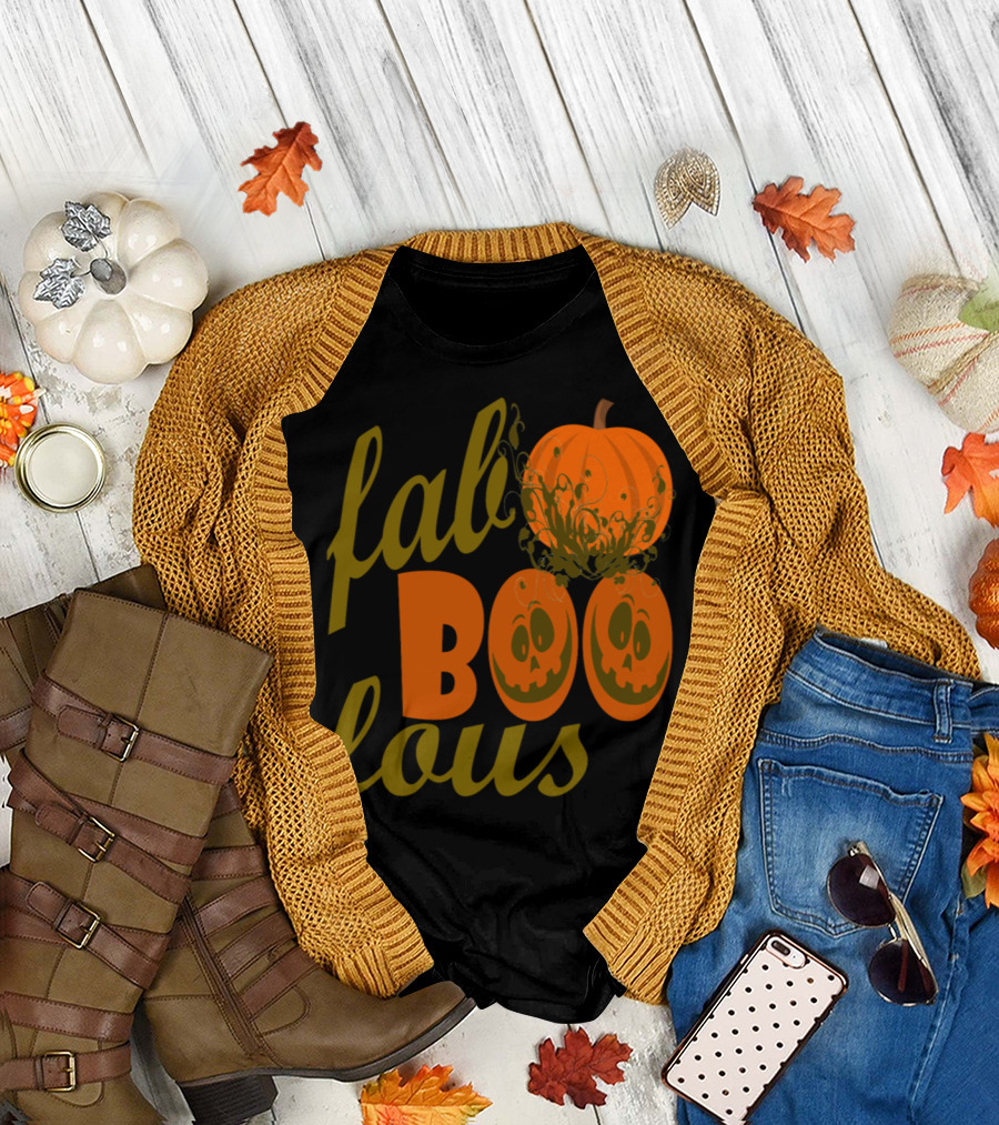 Fab Boo Lous Halloween Pumpkin Faces T-Shirt