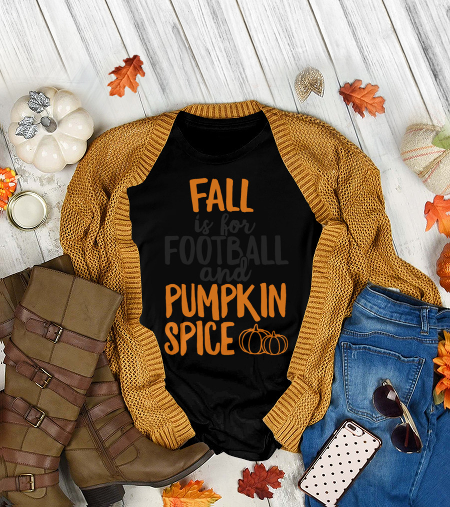 Fall Is For Football And Pumpkin Spice With Tailgate Pumpkins T-Shirt