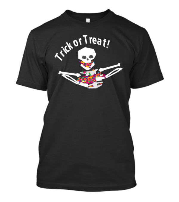 Trick Or Treat Skeleton With Halloween Candy T-Shirt