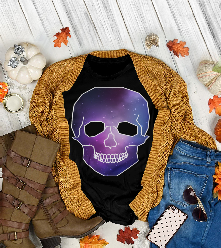 Geometric Skull Low Poly Galaxy Skeleton T-Shirt