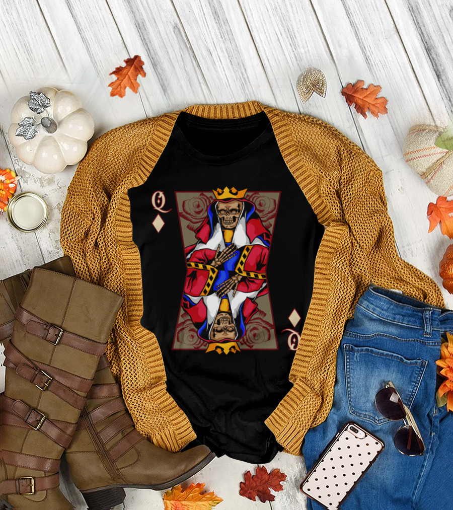 Queen Skull Card Skeleton Dead Playcard T-Shirt