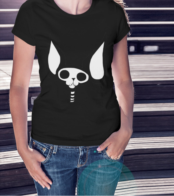 SphynxieBonez Skull With Long Ears And Neck T-Shirt