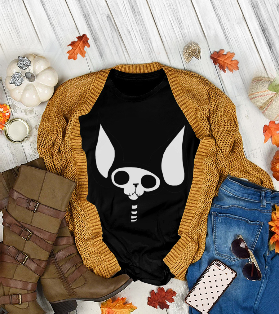 SphynxieBonez Skull with Long Ears and Neck T-Shirt