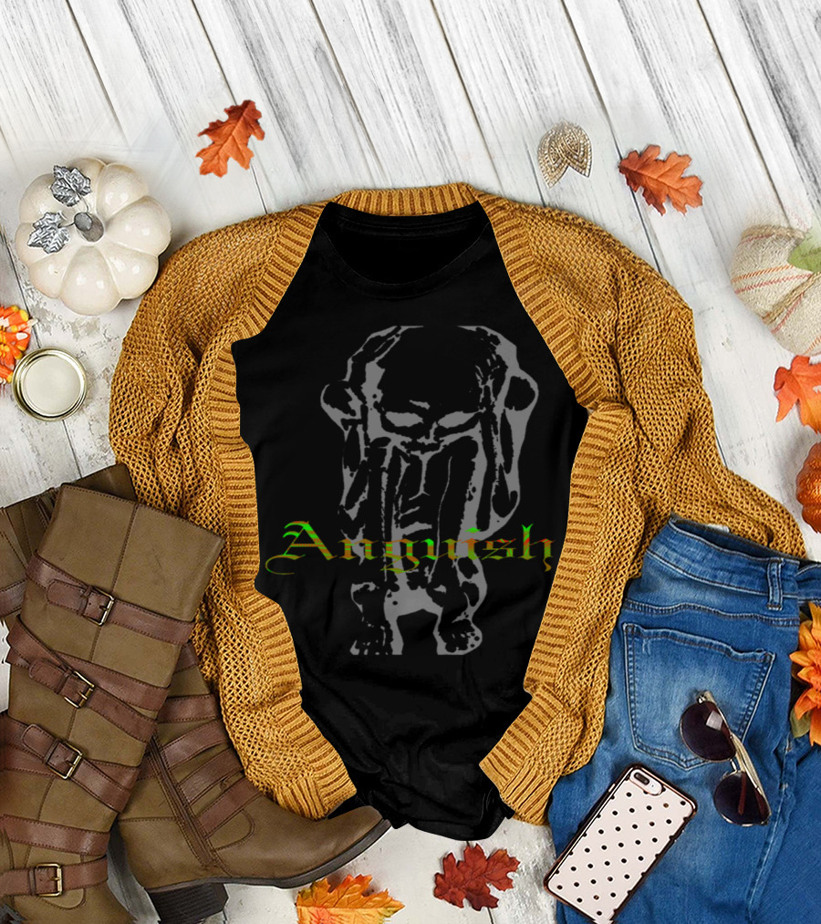 Anguish Gothic Style with Stylized Figure T-Shirt