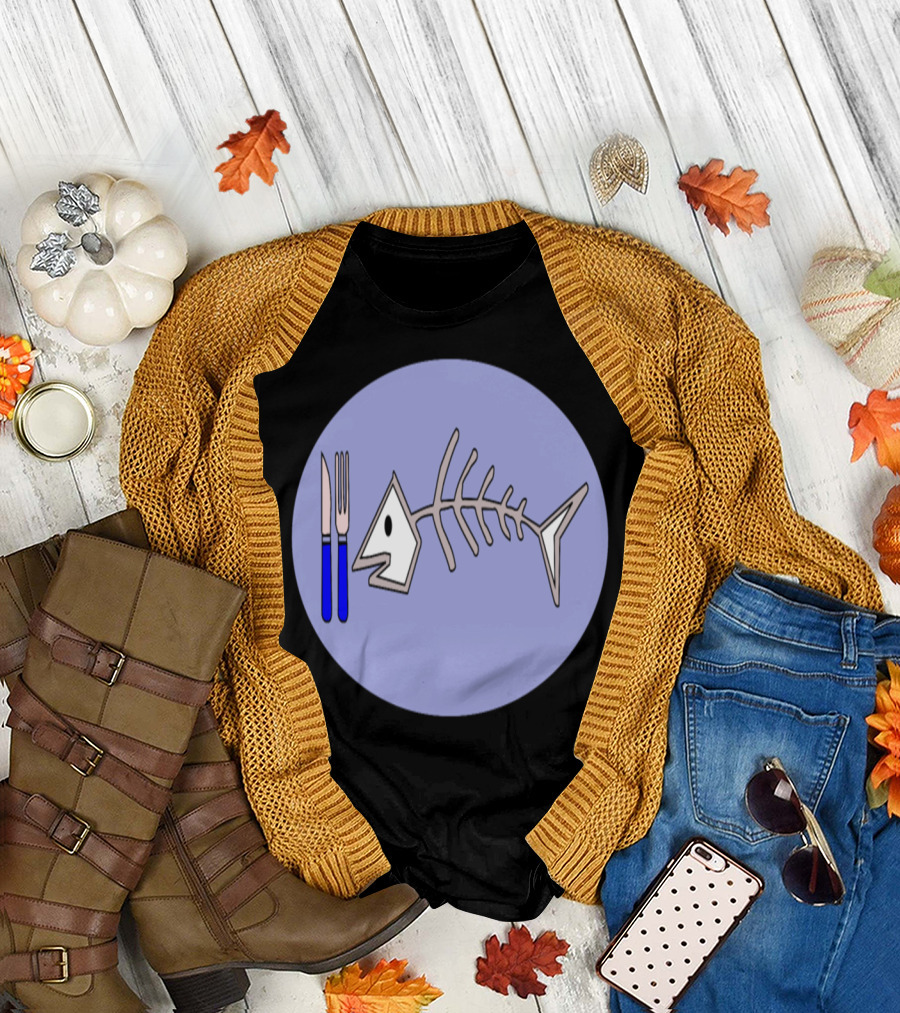 Fish Bones Food Fork Knife T-Shirt