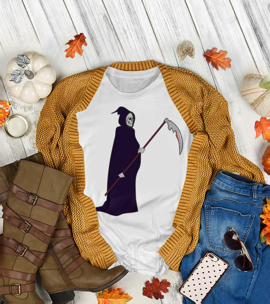 Reaper Halloween Monster Zombie Horror Skeleton Scythe T-Shirt