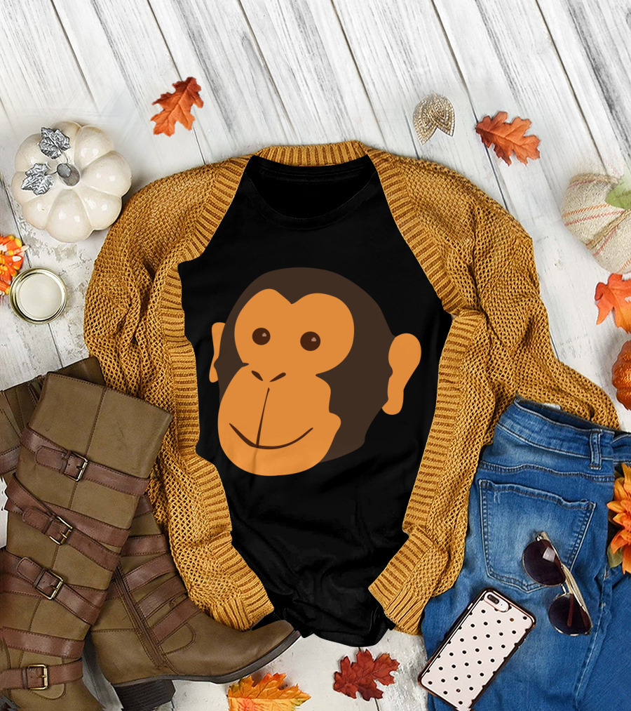 Happy Smiling Cartoon Monkey Face T-Shirt