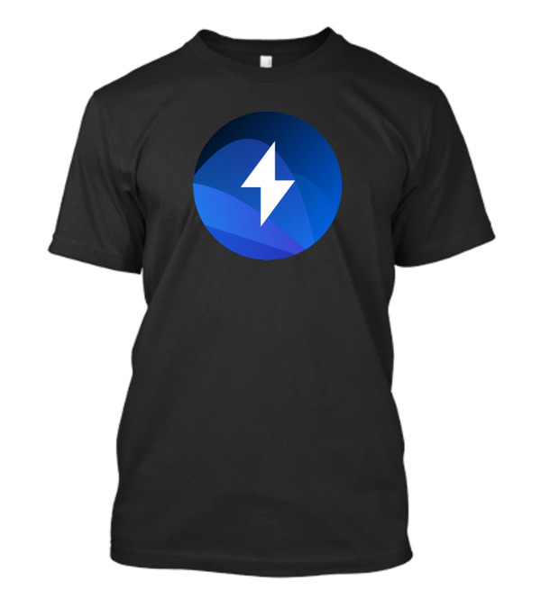 Backstage Circle Abstract Blue Icon With White Lightning Bolt T-Shirt