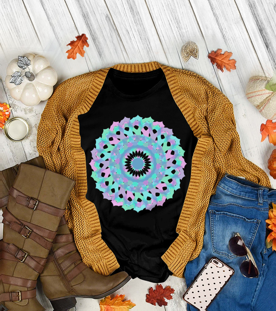 Heavenly Circle Kaleidoscope Mandala Pastel Hues T-Shirt