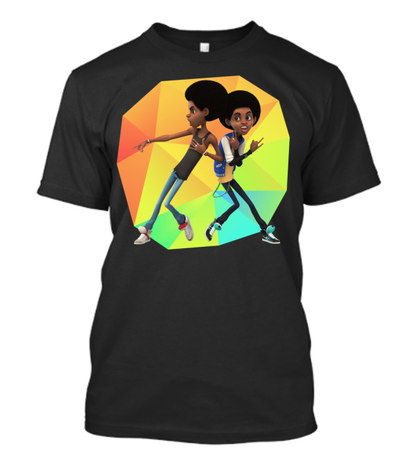 BoysDance Vibrant Afro Duo With Multicolor Geometric Background T-Shirt