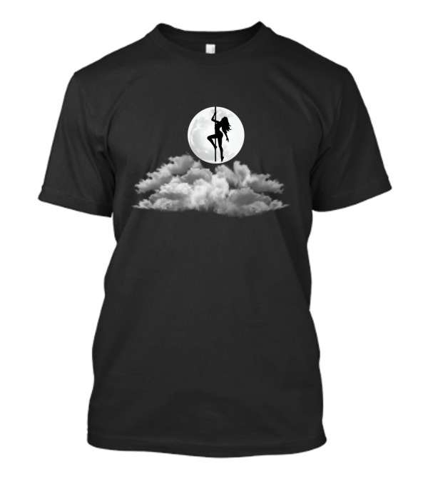Pole Dancer Silhouette Against Full Moon And Clouds T-Shirt