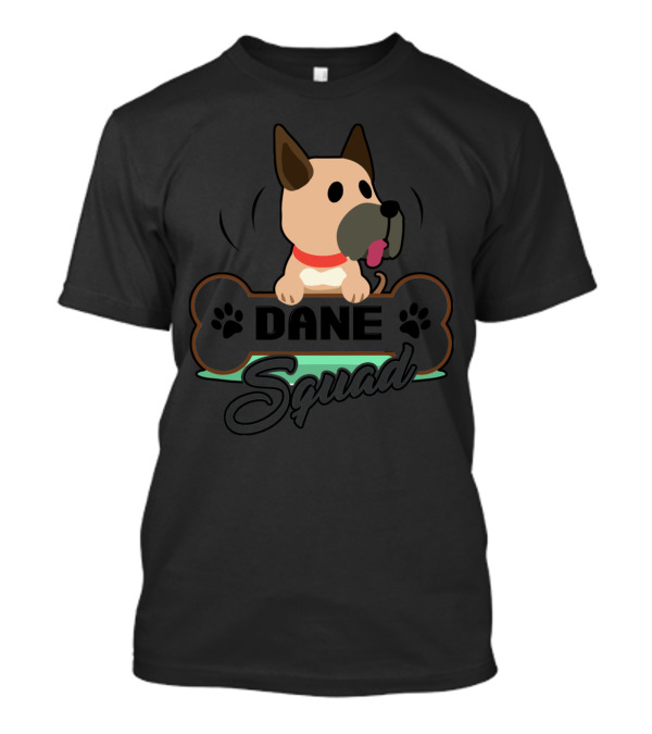 Dane Squad Cartoon Dog With Bone And Paw Prints T-Shirt