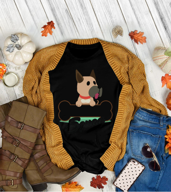 Dane Squad Cartoon Dog With Bone And Paw Prints T-Shirt