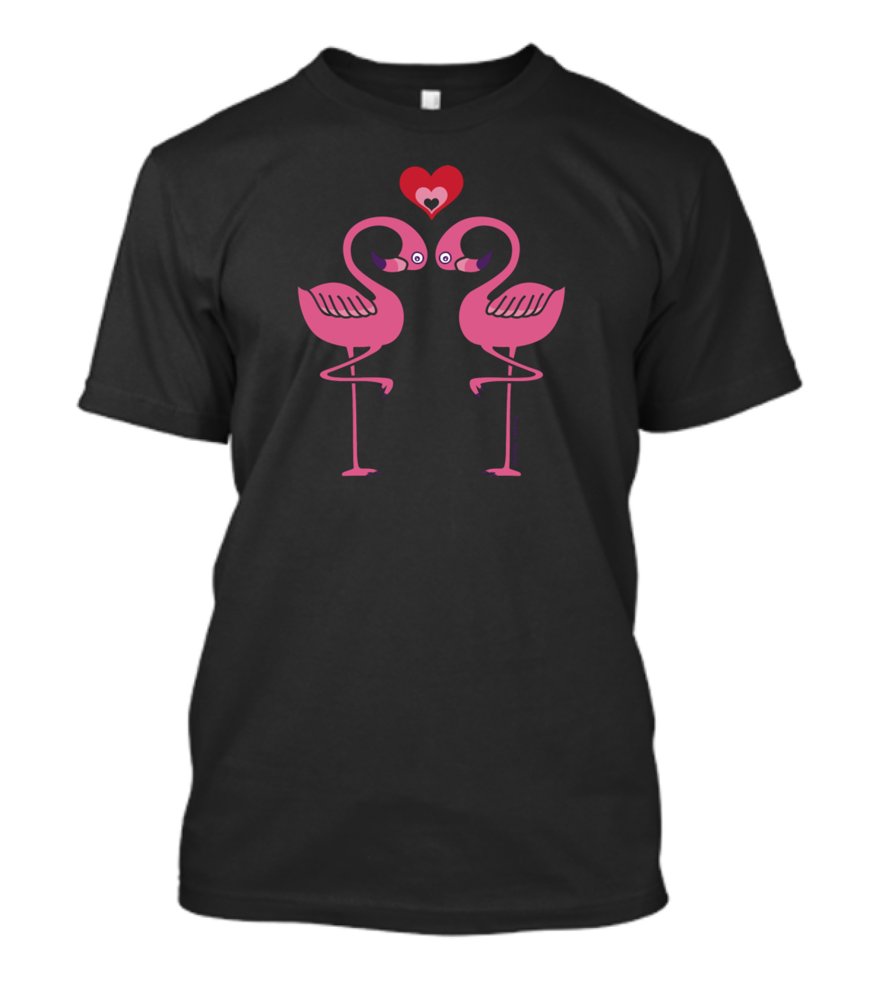 Love Flamingo Heart Pink Romance T-Shirt