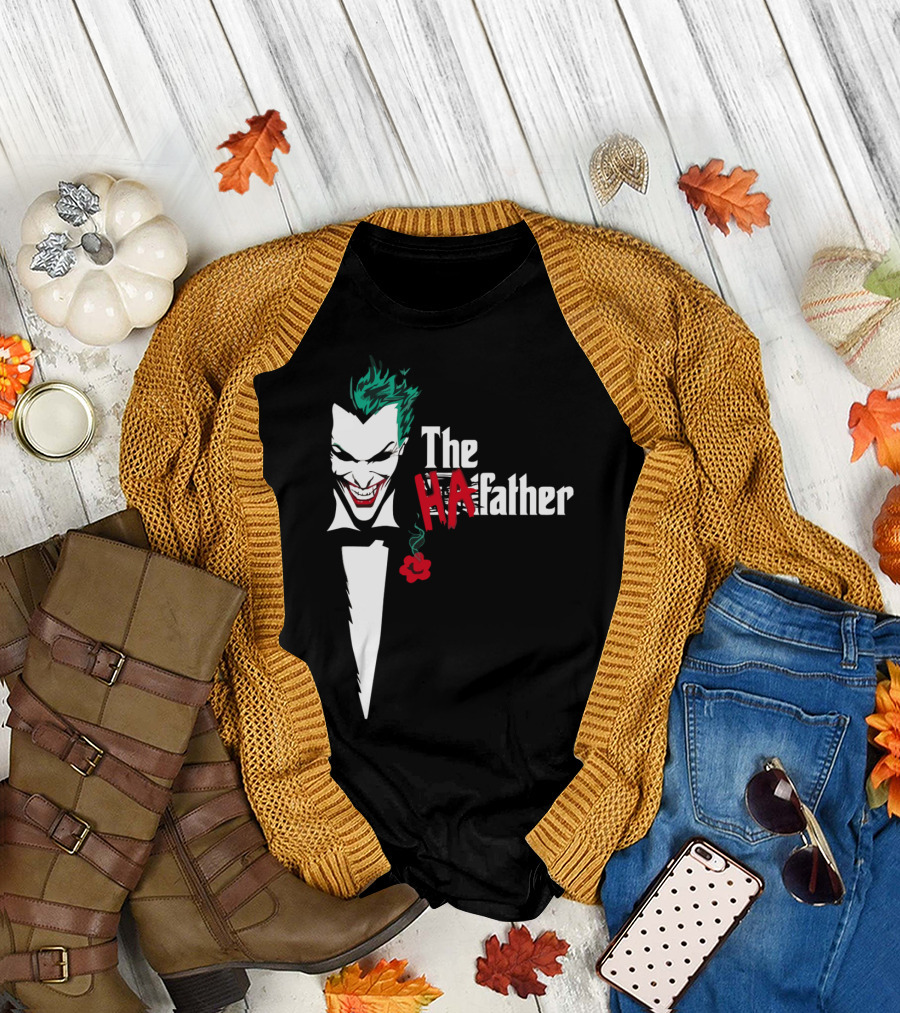 The HAfather Joker Parody Iconic Godfather Font and Red Flower T-Shirt