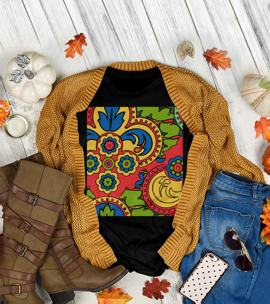 African Style No5 Vibrant Floral Abstract T-Shirt