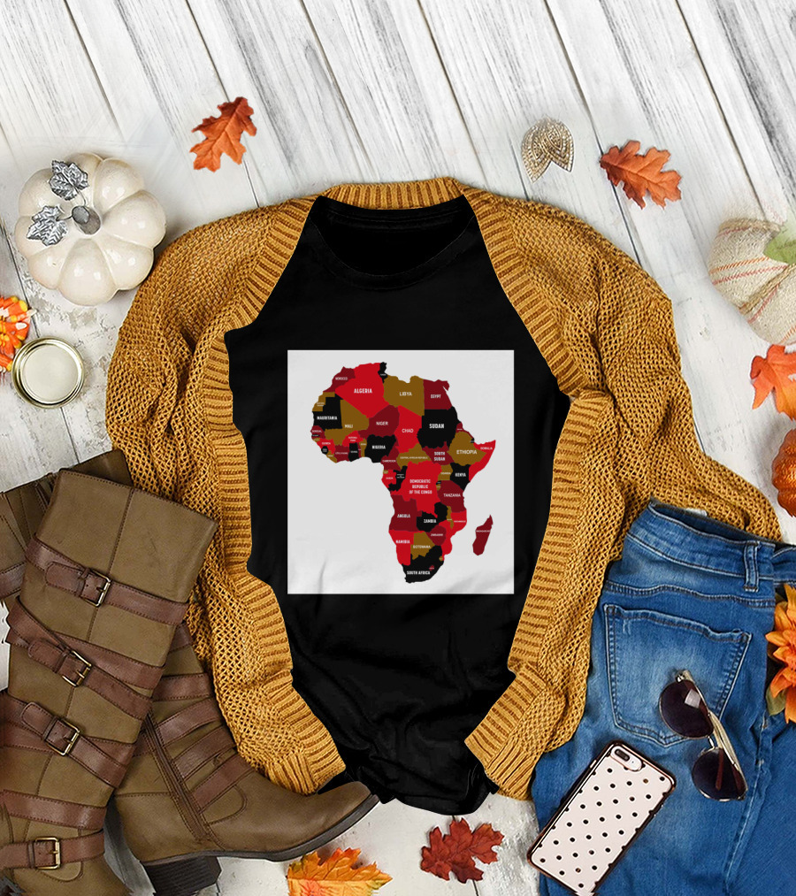 Africa Map Highlighting Country Names Display T-Shirt
