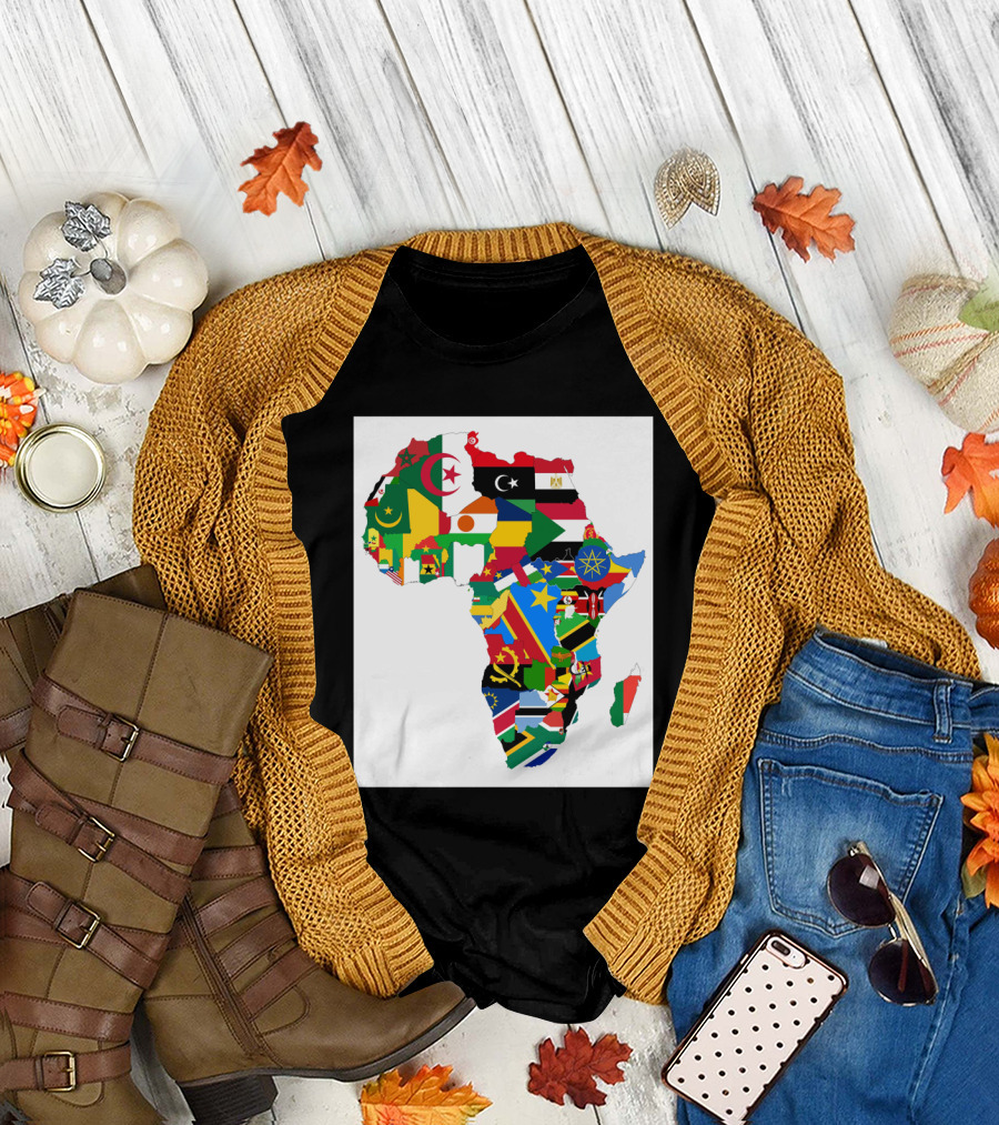 Flags of the African Continent Map Collage T-Shirt