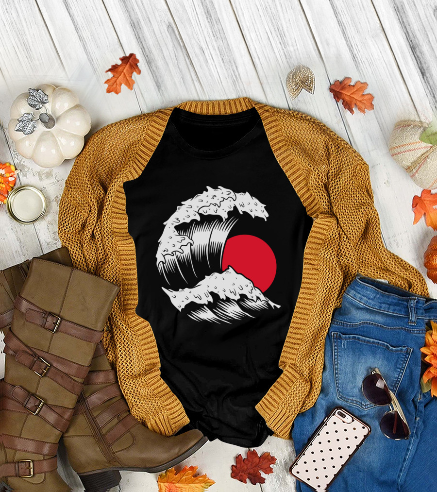 Great Wave with Rising Sun Japan T-Shirt