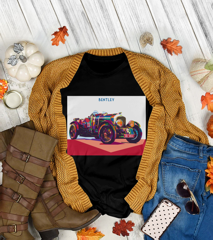Bentley 1929 Super Car Colorful Union Jack T-Shirt