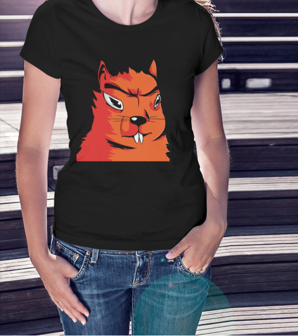ARDILLADO Angry Orange Squirrel Face T-Shirt