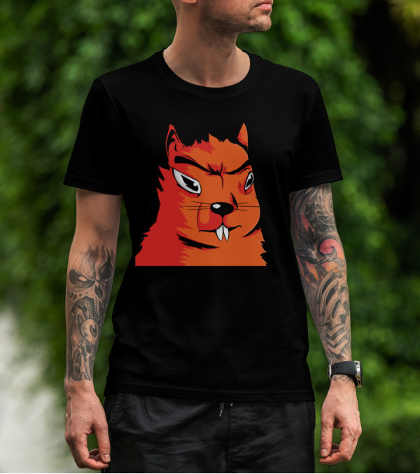 ARDILLADO Angry Orange Squirrel Face T-Shirt
