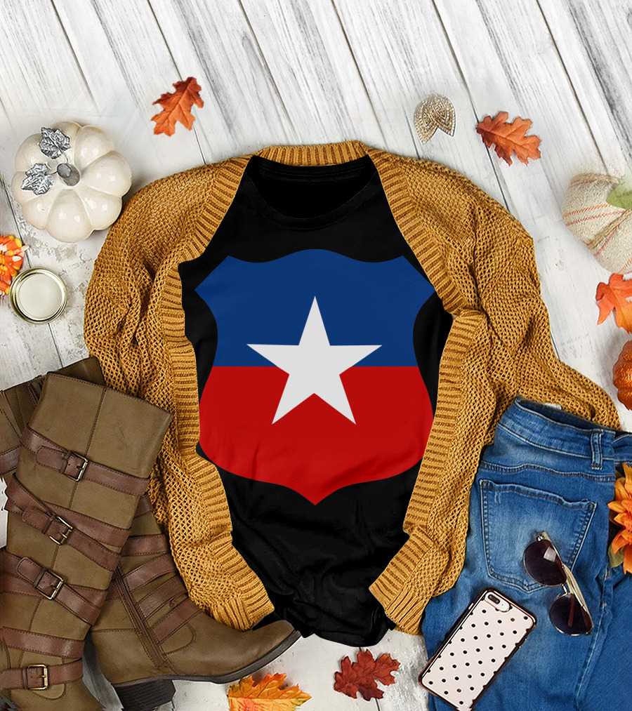 Chile Emblem Star Shield Blue Red Badge T-Shirt