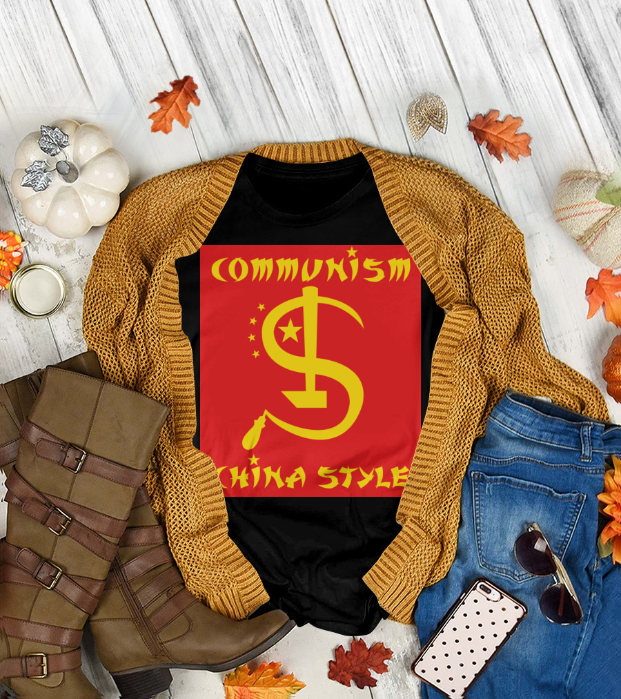 Communism China Style Dollar Sickle Red and Yellow T-Shirt