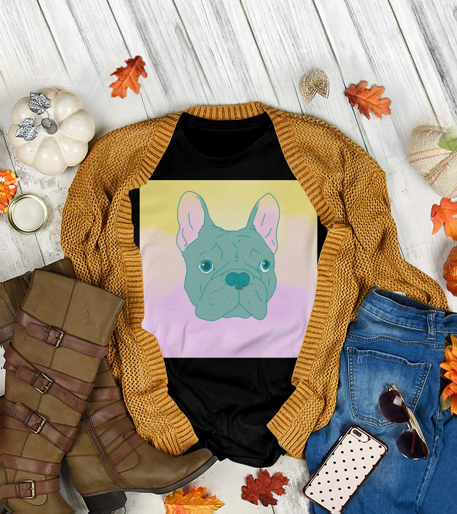Charming Pastel French Bulldog on Soft Gradient Background T-Shirt