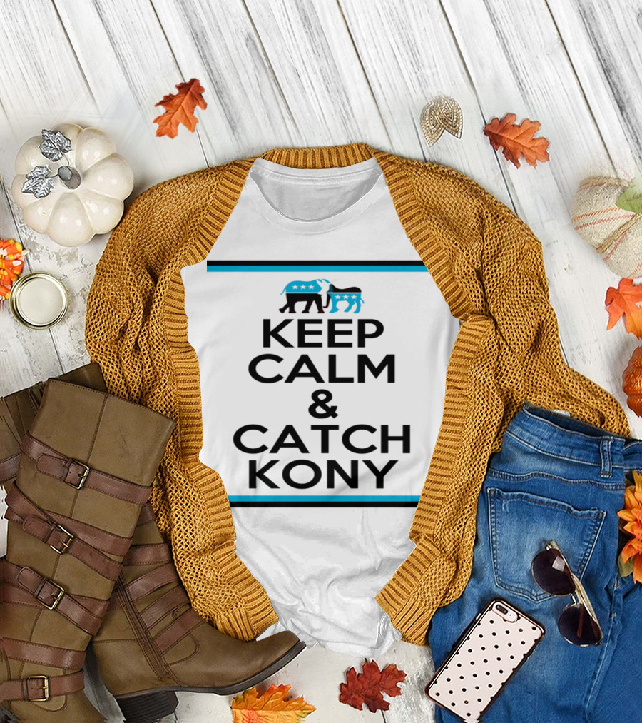 Keep Calm and Catch Kony Blue Elephant and Donkey Stars Political T-Shirt