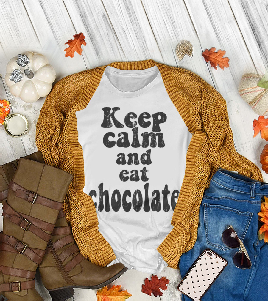 Keep Calm and Eat Chocolate Classic Retro Typography T-Shirt