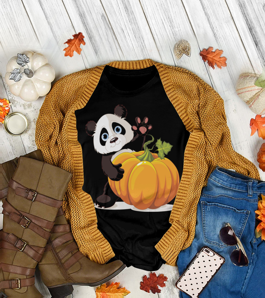 Panda and Pumpkin Halloween Cute Keeper T-Shirt