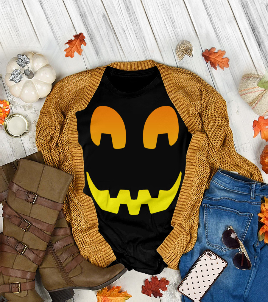 Halloween Pumpkin Scary Face Horror T-Shirt