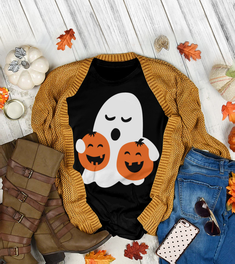 Ghost with Laughing Pumpkins Boo T-Shirt
