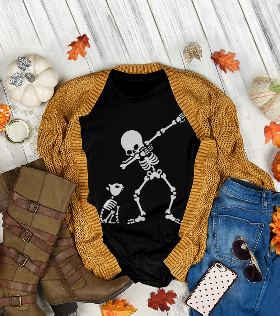 Dab Dabbing Skeleton with Pet Cat Bones T-Shirt