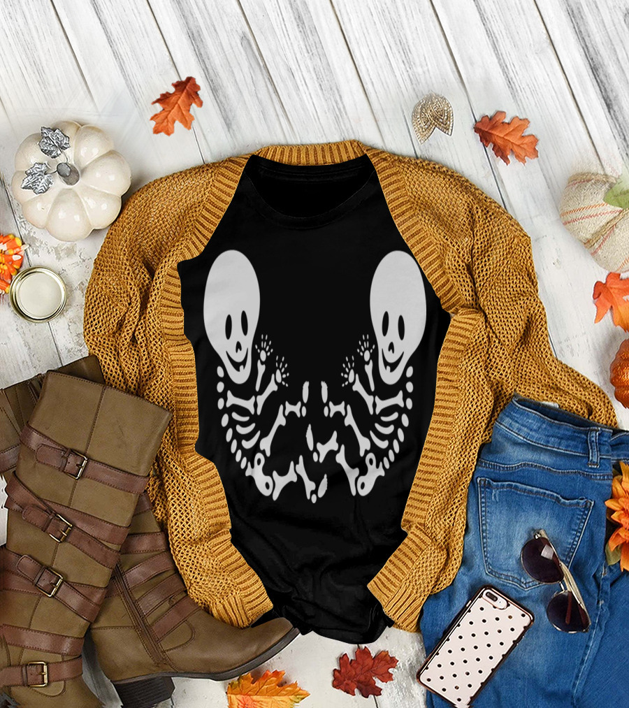 Halloween Skeleton Twins Baby Maternity T-Shirt