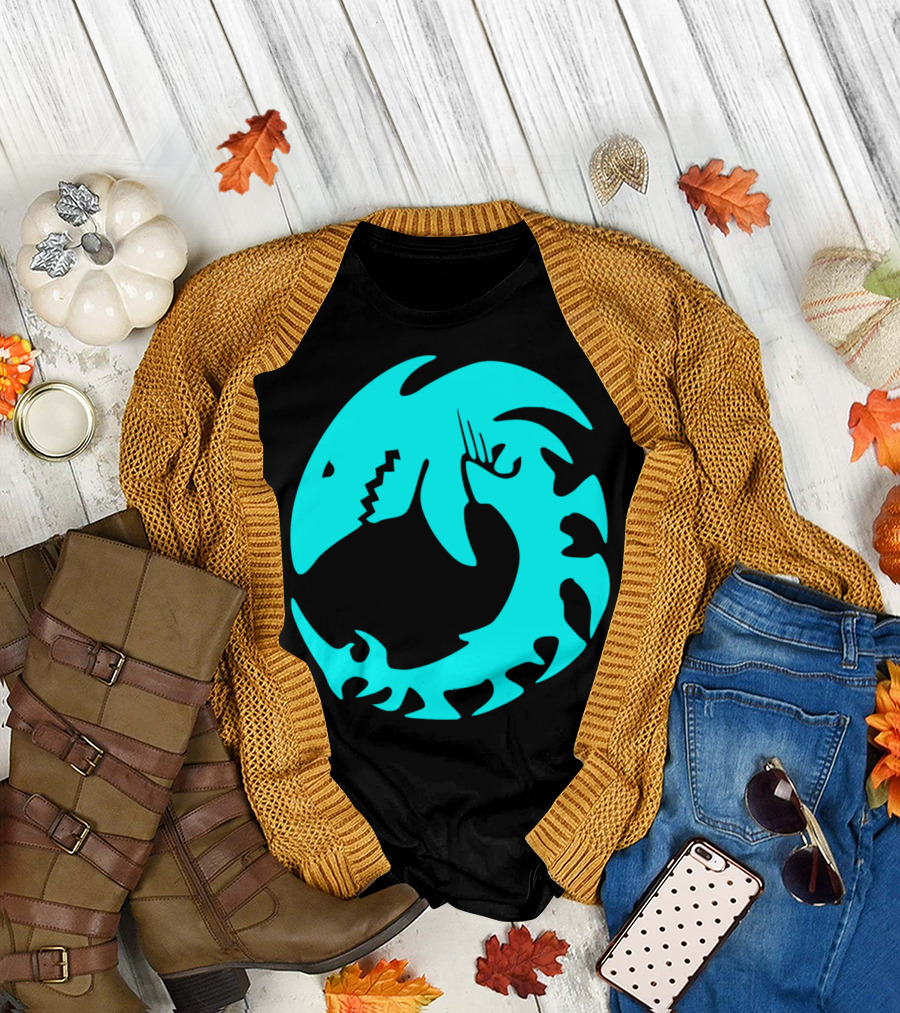 Shark Aqua Colored Skeleton Native Animal Circular T-Shirt