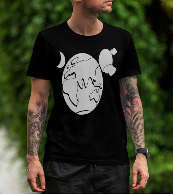 Aussie Earth Outline With Moon And Clouds T-Shirt