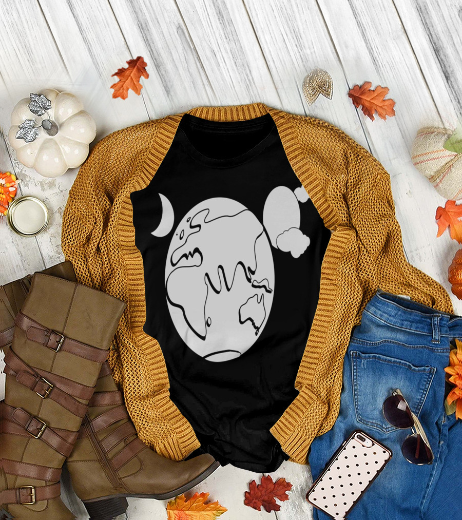 Aussie Earth Outline with Moon and Clouds T-Shirt